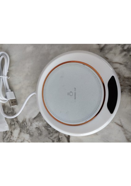 USB Isıtmalı Bardak Altlığı LED Ekranlı 3 Kademe Sıcaklık Ayarı - Beyaz