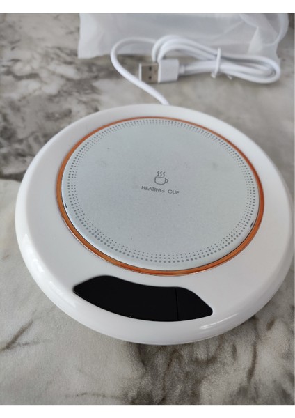 USB Isıtmalı Bardak Altlığı LED Ekranlı 3 Kademe Sıcaklık Ayarı - Beyaz modelleri