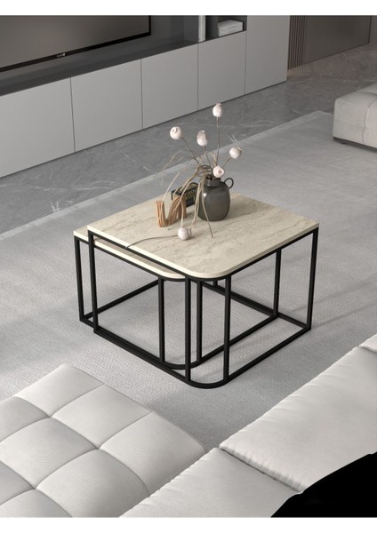 Orta Sehpa Damla Ikili Lüx Traverten modelleri