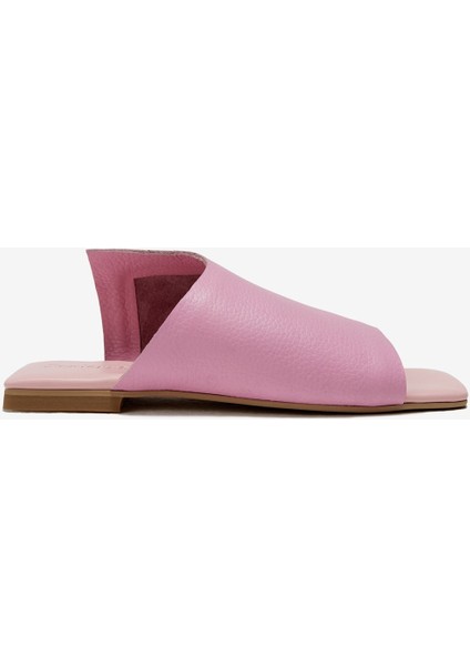 Pembe Gerçek Deri Kadın Terlik