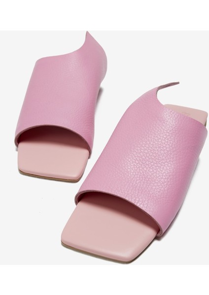 Pembe Gerçek Deri Kadın Terlik modelleri