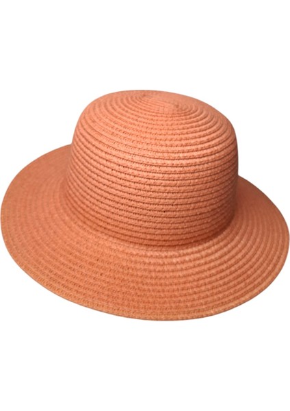 Spteks Kitti 9-15 Yaş Kız Çocuk Mercan Renk Düz Desen Hasır Yazlık Şapka modelleri