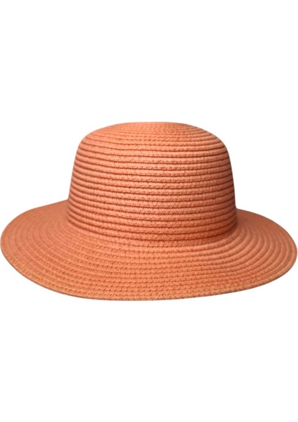 Spteks Kitti 9-15 Yaş Kız Çocuk Mercan Renk Düz Desen Hasır Yazlık Şapka fırsatları