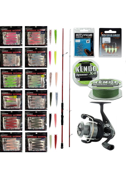 YekOutdoor Silikonlu LRF Seti Okuma Red Spin 7'0'' 2.12 cm 1-12 gr 2 Parça&Okuma Revenger RV-25 FD Olta Makinesi