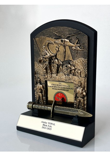 Askeri Birliklere Özel Hizmet Anısı Plaketi Bıçaklı (Siyah)
