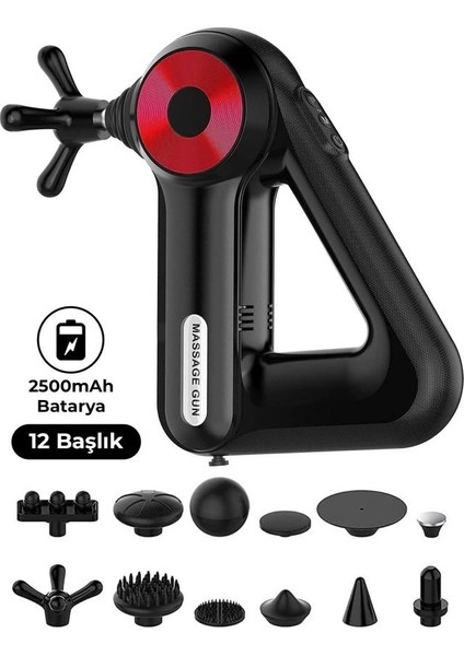 12 Başlıklı Şarjlı Üçgen Tasarımlı Masaj Aleti