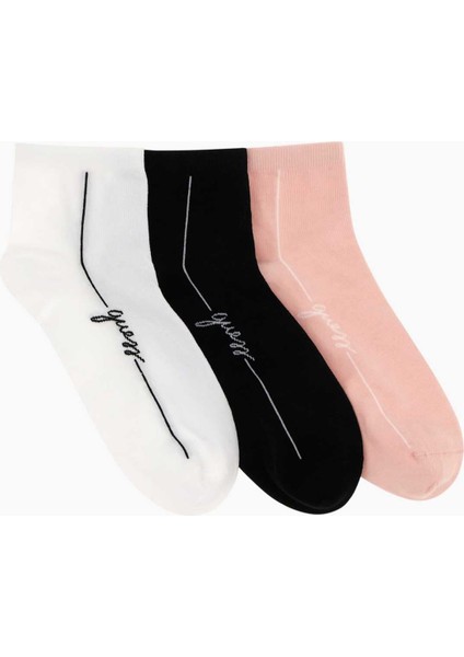 3pack Logo Yazılı Cotton Çorap