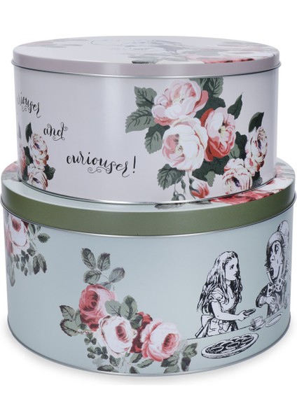x V&a Alice In Wonderland Teneke Kek, Bisküvi Saklama Kabı 2li