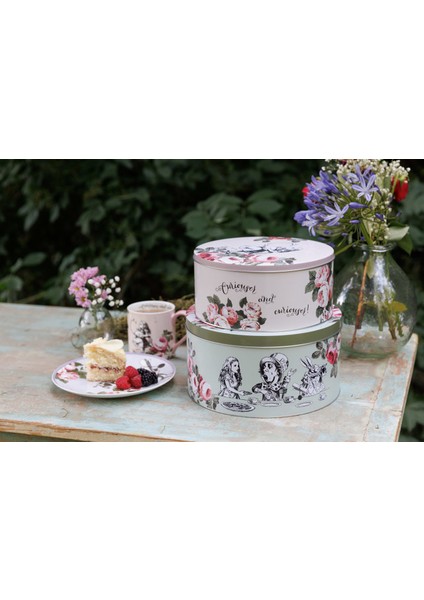 x V&a Alice In Wonderland Teneke Kek, Bisküvi Saklama Kabı 2li