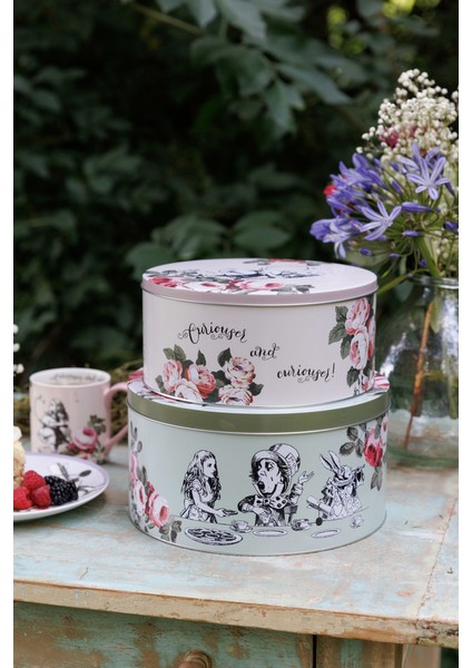 x V&a Alice In Wonderland Teneke Kek, Bisküvi Saklama Kabı 2li