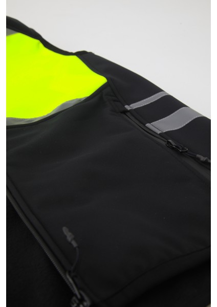 Reflektörlü Softshell Motosiklet ve Iş Güvenliği Yeleği