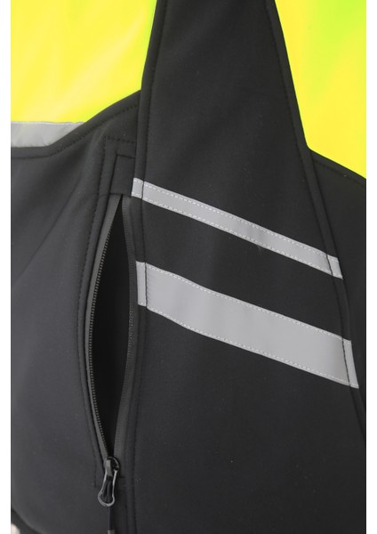Reflektörlü Softshell Motosiklet ve Iş Güvenliği Yeleği