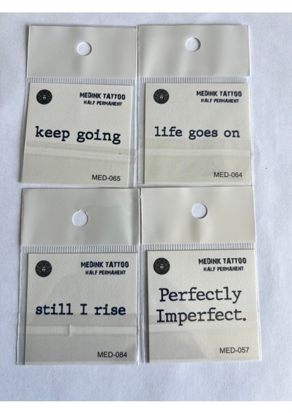 Slogan 4 Adet Birden Minimal 3 Hafta Kalıcı Geçici Dövme Seti