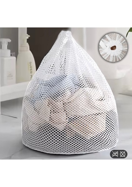 1 Adet Ipli Çamaşır Yıkama Filesi - Koruyucu Çamaşır Yıkama Torbası 35X45 cm Beyaz