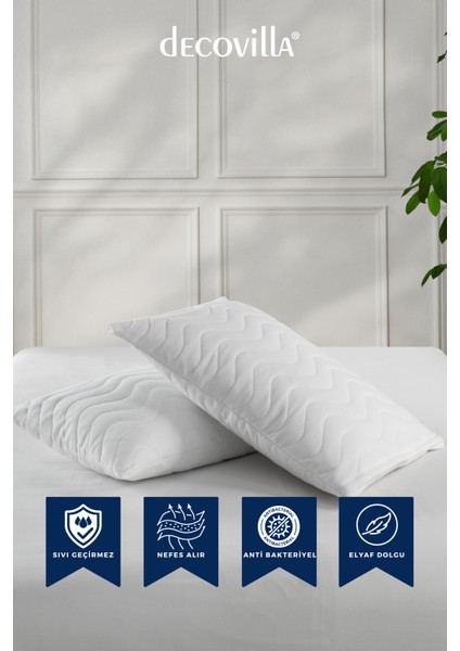 Micro Kapitone Yastık Alezi Sıvı Geçirmez Tekli Yastık Koruyucu 50X70