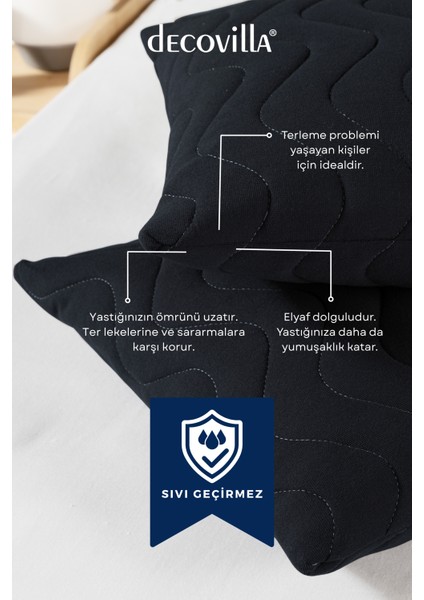 Micro Kapitone Yastık Alezi Sıvı Geçirmez Tekli Yastık Koruyucu 50X70