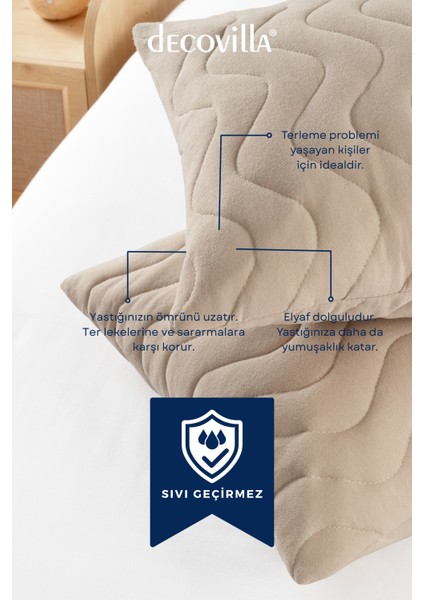 Micro Kapitone Yastık Alezi Sıvı Geçirmez Tekli Yastık Koruyucu 50X70