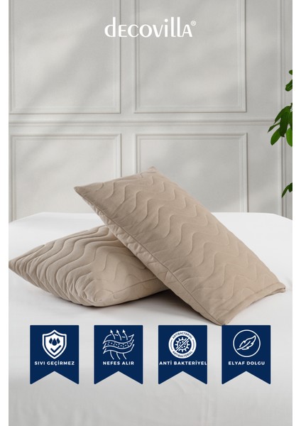 Micro Kapitone Yastık Alezi Sıvı Geçirmez Tekli Yastık Koruyucu 50X70