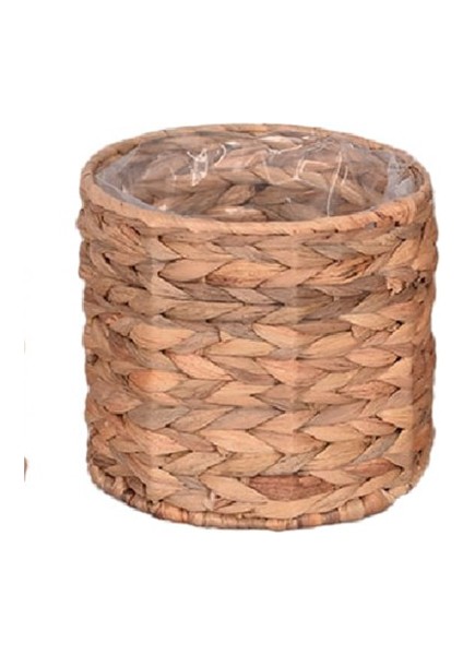 Dekoratif Natural Su Sümbülü Metal Çerçeveli Iç Naylon Korumalı Sepet / Saksı 16X12CM 1 Adet