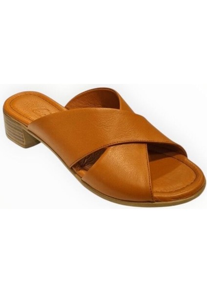 Kadın Hakiki Deri Çapraz Bant Terlik Taba - 39 fiyatları