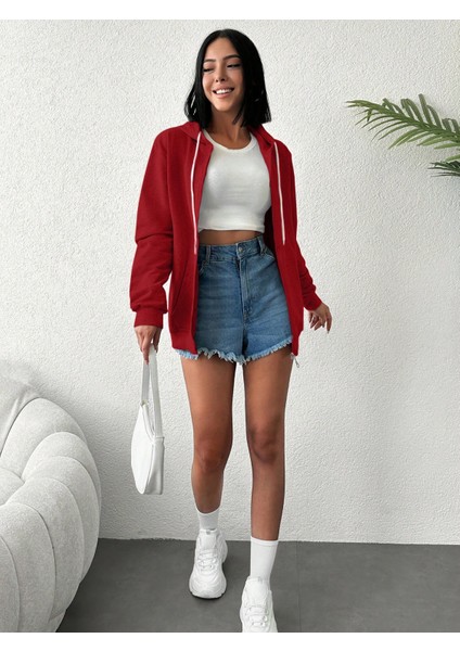 Unisex Üç Iplik Kapşonlu Hırka Fermuarlı Sweat indirimleri