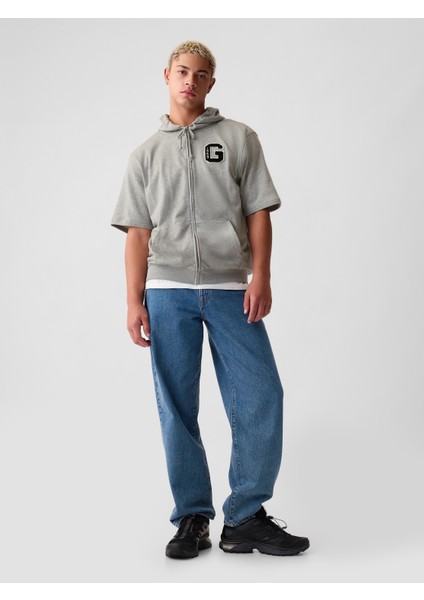 Erkek Gri Gap Logo Fermuarlı Sweatshirt modelleri