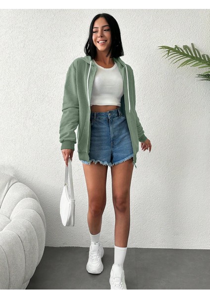 Unisex Üç Iplik Kapşonlu Hırka Fermuarlı Sweat indirimleri