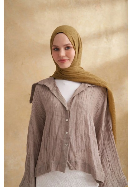 Müslin Yaprak Desen Şal 3351-322 Zeytin modelleri