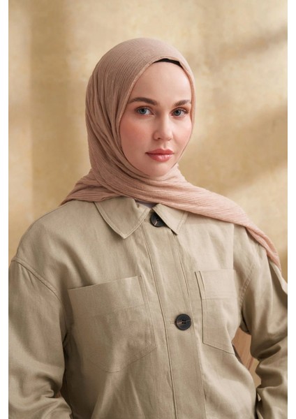 Müslin Yaprak Desen Şal 3351-1041 Sahra