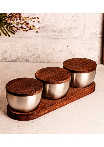 Bambu Kapak Çelik Çerezlik 7 Parça Sızdırmaz Saklama Kabı 9cm fırsatları