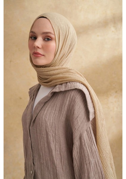 Müslin Yaprak Desen Şal 3351-1042 Soft Olive