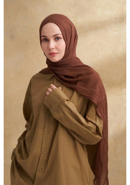 Müslin Yaprak Desen Şal 3351-136 Kahve fiyatları