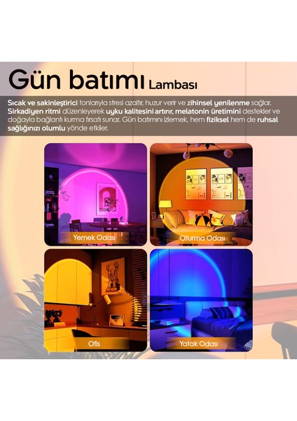 Kumandalı Gün Batımı Lamba - Fotoğraf Çekimi USB LED Işık Gece Masa Lambası Dekoratif Işık 16 Renk fiyatları