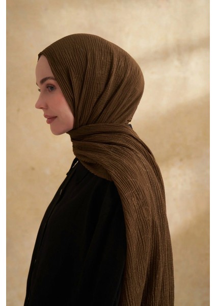 Müslin Yaprak Desen Şal 3351-846 Koyu Haki