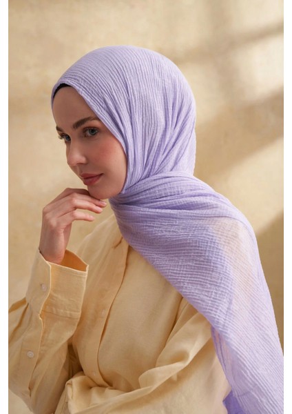 Müslin Yaprak Desen Şal 3351-207 Açık Leylak fiyatları