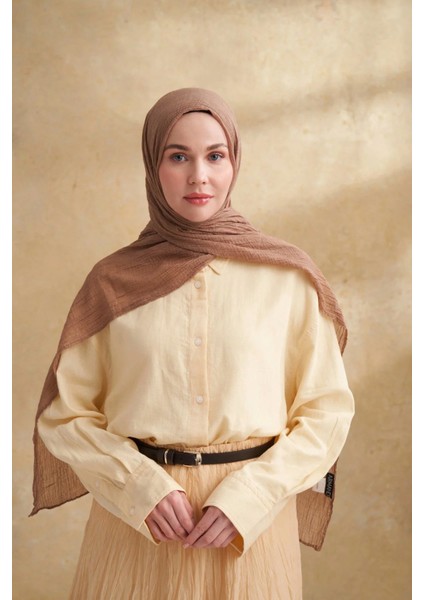 Müslin Yaprak Desen Şal 3351-35 Vizon modelleri