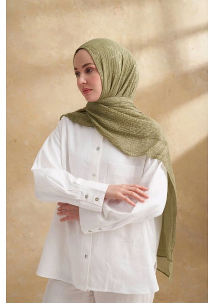 Müslin Yaprak Desen Şal 3351-1034 Olive fiyatları