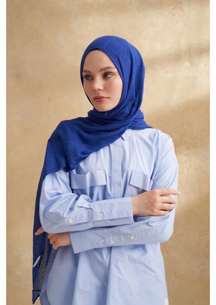 Müslin Yaprak Desen Şal 3351-1033 Morcivert modelleri