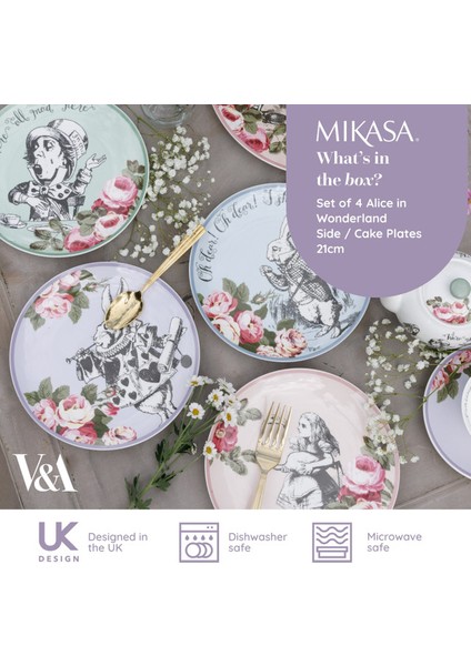 x V&a Alice In Wonderland Porselen Fine China 21CM Pasta Tabak Seti 4lü