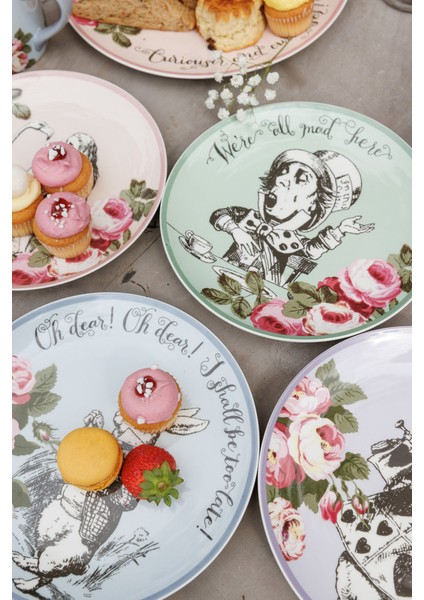 x V&a Alice In Wonderland Porselen Fine China 21CM Pasta Tabak Seti 4lü