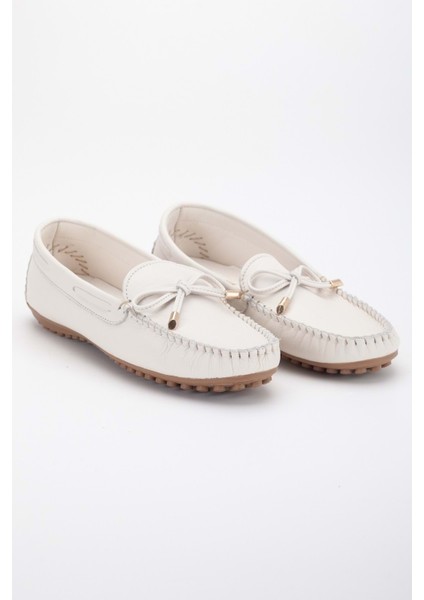 Kadın Hakiki Deri Klasik Loafer - Krem fırsatları