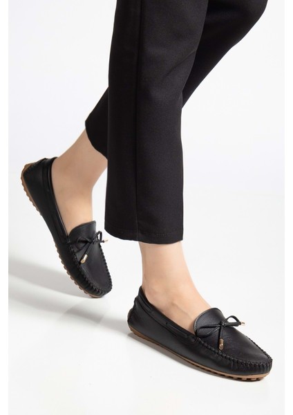 Kadın Hakiki Deri Klasik Loafer - Siyah