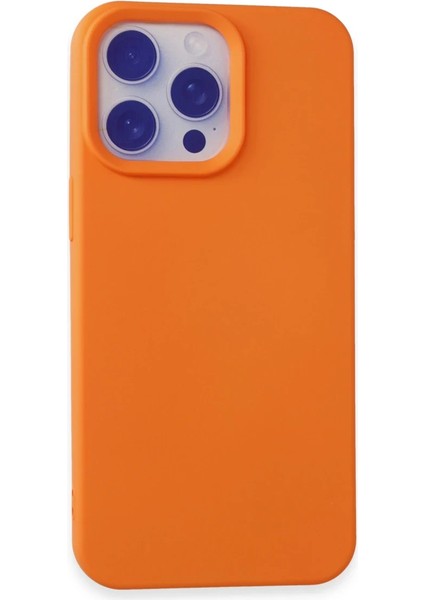 iPhone 15 Pro Max Kılıf Nano Içi Kadife Silikon - Turuncu