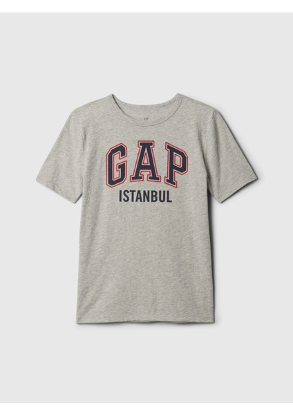 Erkek Çocuk Gri Kids Gap logo tshirt