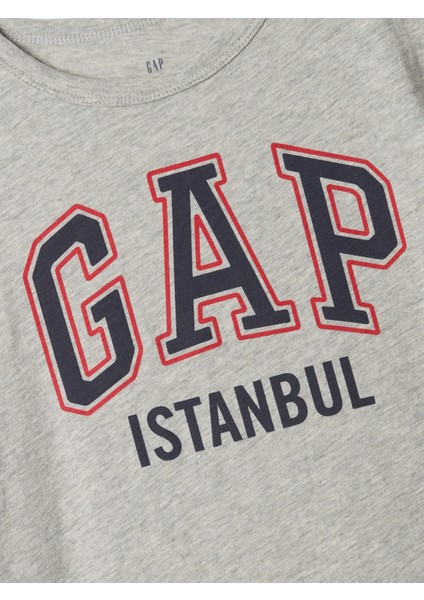 Erkek Çocuk Gri Kids Gap logo tshirt
