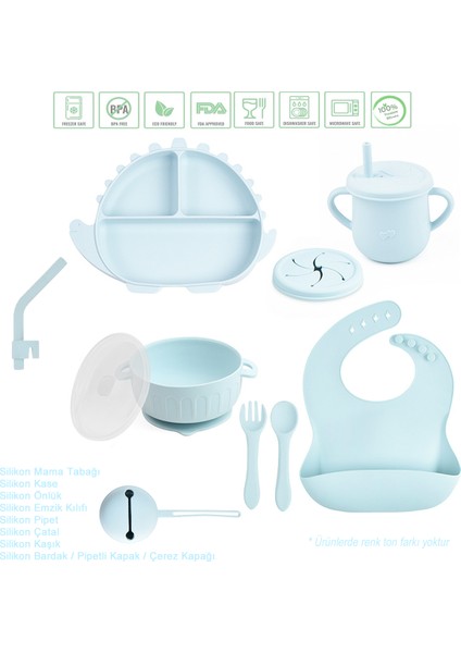 Dinazor Figürlü Vakumlu Silikon Beslenme Seti / Buzmavisi