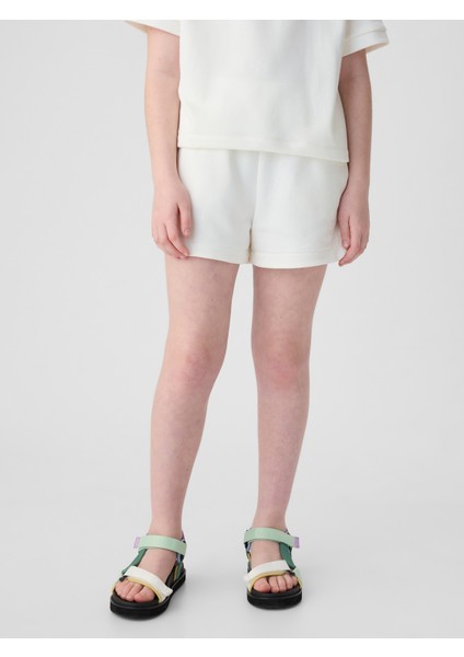 Kız Çocuk Kırık Beyaz Mini Gap Logo Sweat Şort