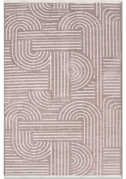 Crea Halı Rana 6111S Bej Yazlık Halı Kaydırmaz Taban Renkli Yıkanabilir Dokuma Kilim