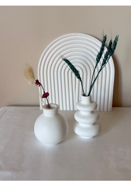 El Yapımı Minimalist Beyaz Mini Vazo Seti (2'li) - Modern Dekoratif Vazo fırsatları