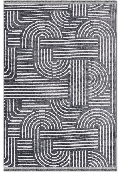 Crea Halı Rana 6116S Antrasit Yazlık Halı Kaydırmaz Taban Renkli Yıkanabilir Dokuma Kilim